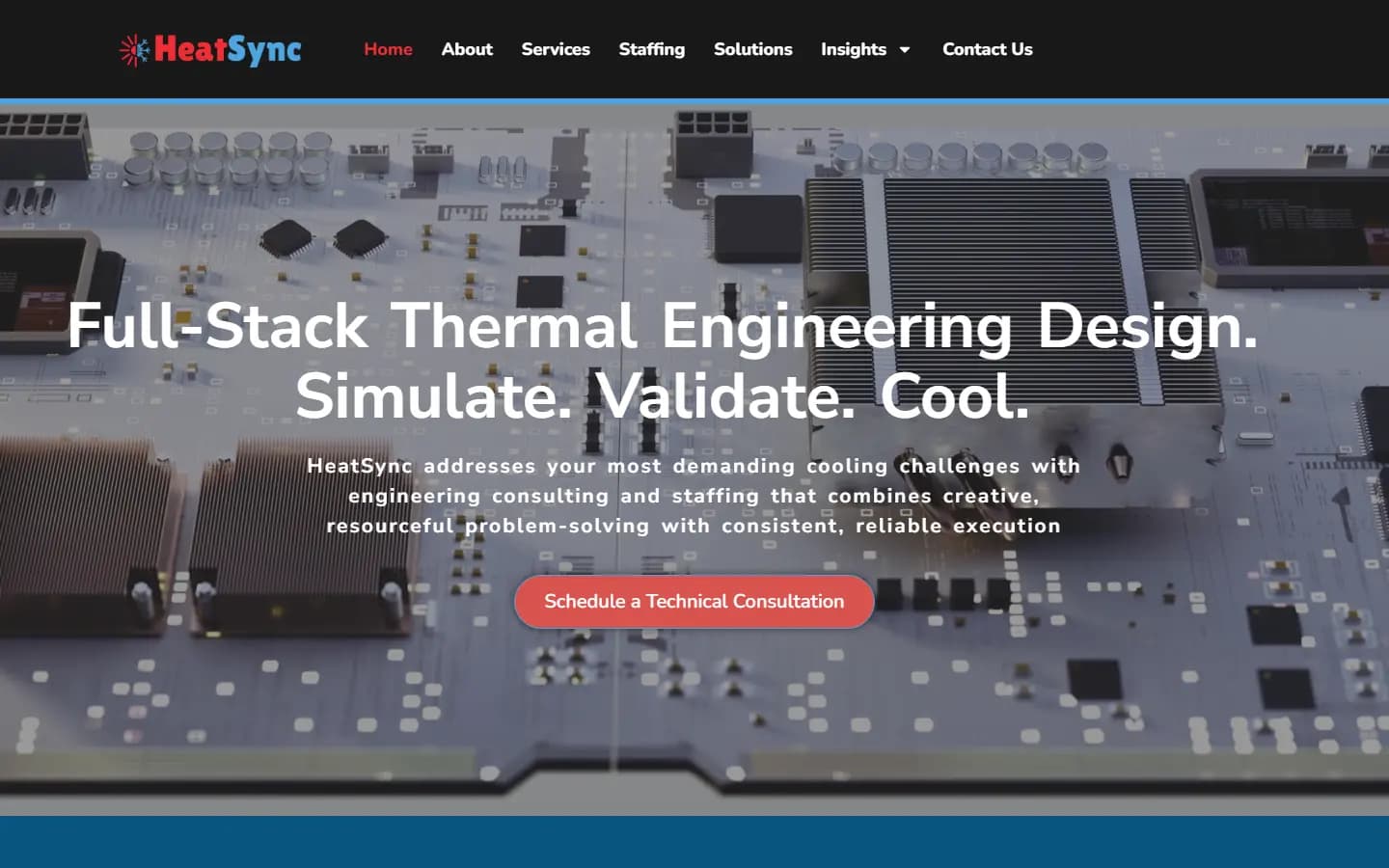 HeatSync homepage, above the fold